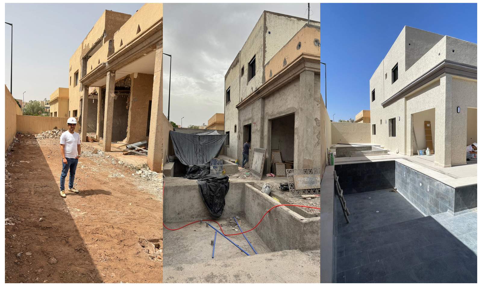 avant après construction piscine clé en main maroc